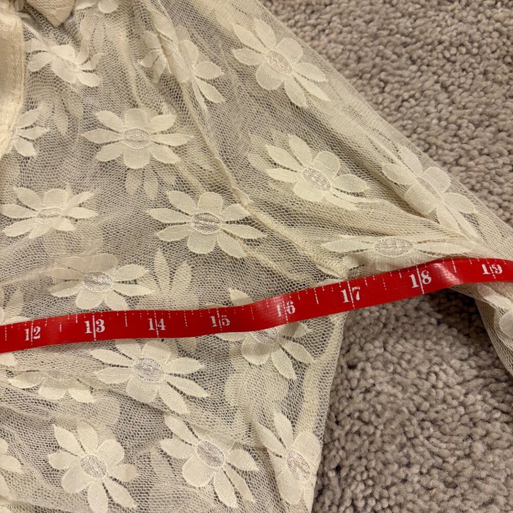 FREE PEOPLE Flower Fields Sheer Button-Front Shirt - Beige - Sz M - Picture 9 of 9
